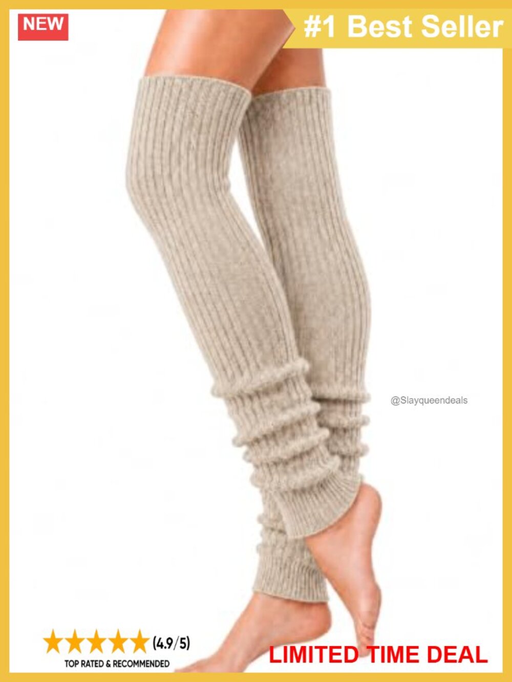 100% Cashmere Ribbed Knit Long Calf Leg Warmers Winter Layering